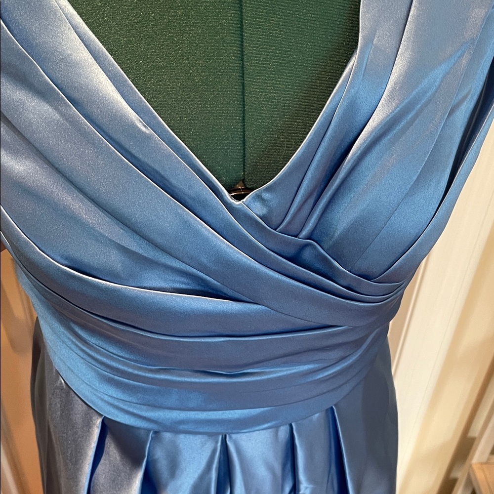 Missacc Elegant Blue Satin Dress - Picture 5 of 12